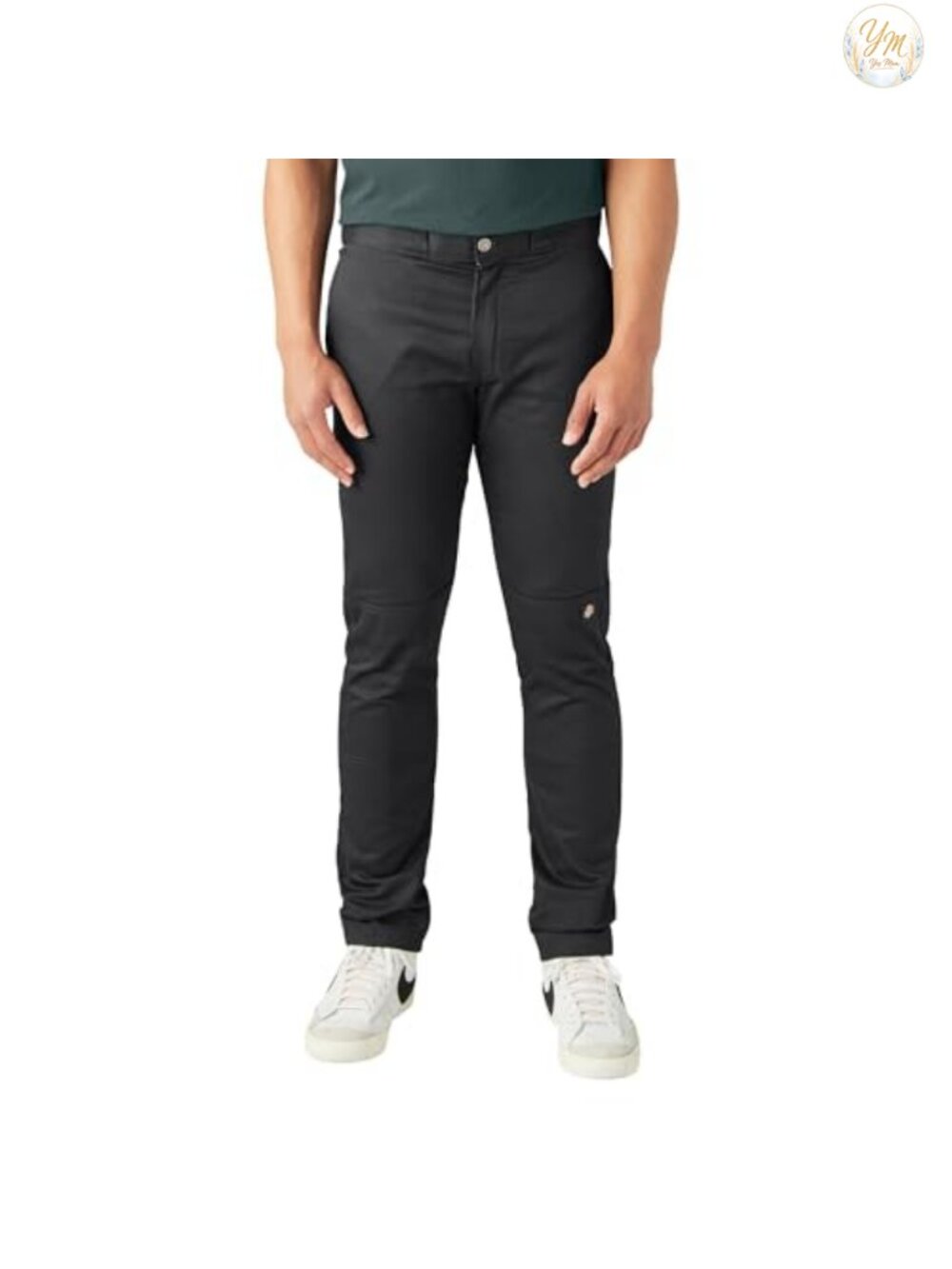 Men's Skinny Straight Double Knee Work Pants Wrinkle Resistant